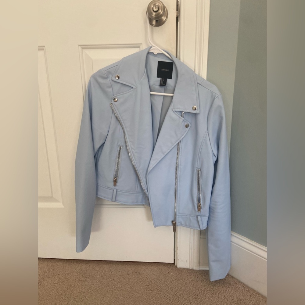 Sky-Blue leather jacket